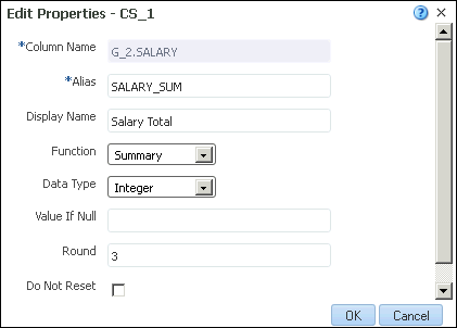Properties dialog