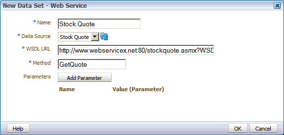 Creating a Web Service data set