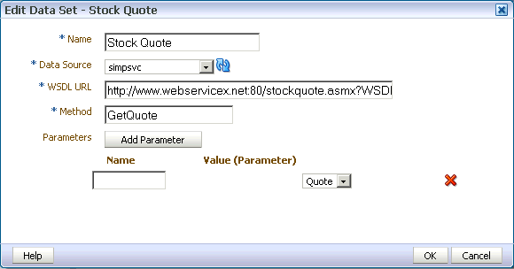 Adding parameter to Web Service data set