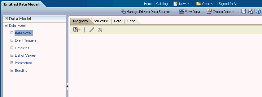 Data Model Editor interface