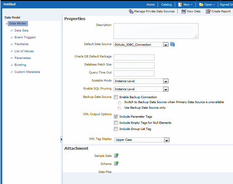 Data Model Editor interface