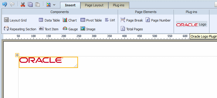 Hello World plug-in displayed in the layout editor