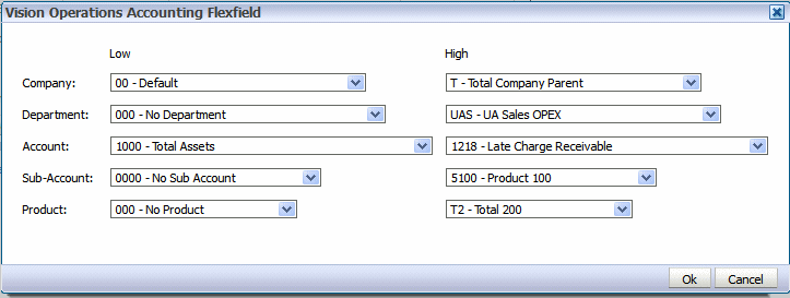 Flexfield parameter dialog