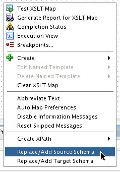Replace/Add Source Schema menu item
