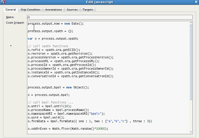 Edit Javascript dialog