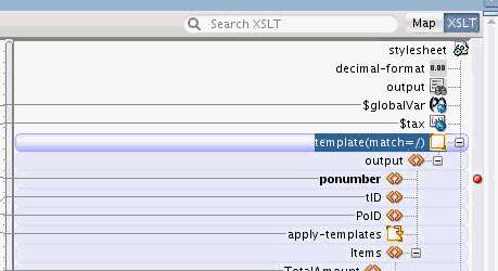 Breakpoint shown as a red dot against the ponumber node.