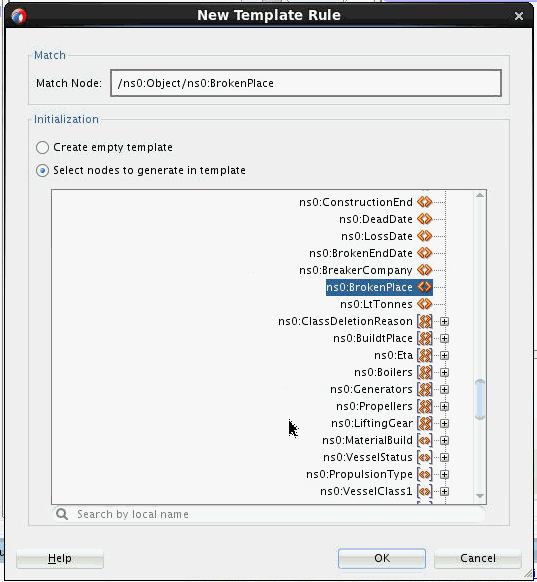 New Template Rule dialog