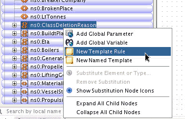 New Template Rule menu item